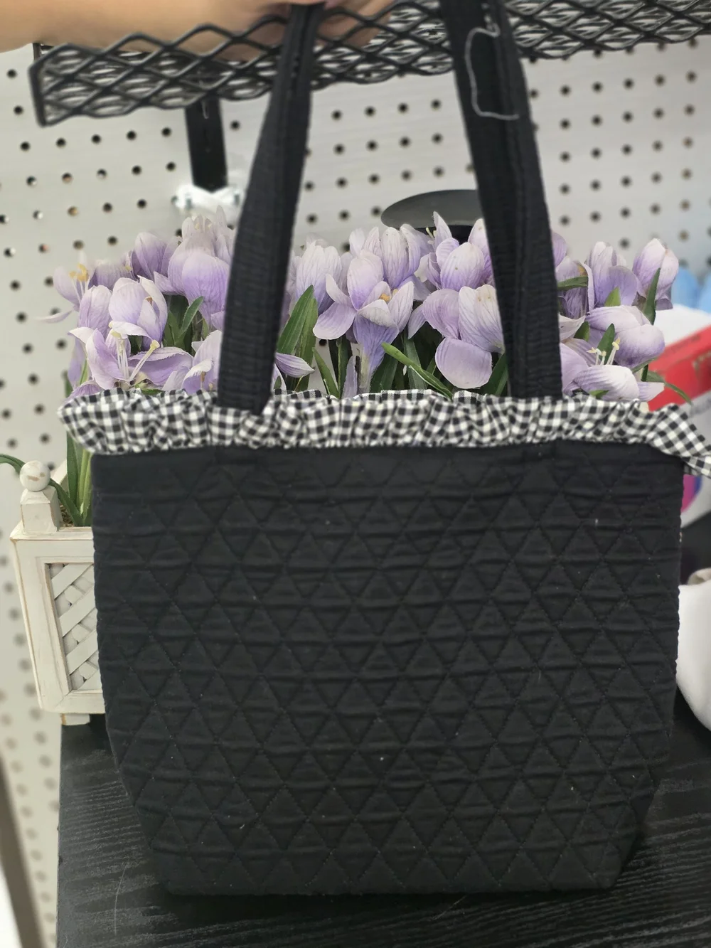Granny's Little Sweet Quilted Black Tote Bag